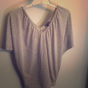 Brown/gray slouchy tee shirt with V-neck
